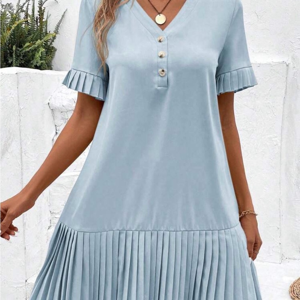 BRAND NEW Baby Blue Pleated Dress